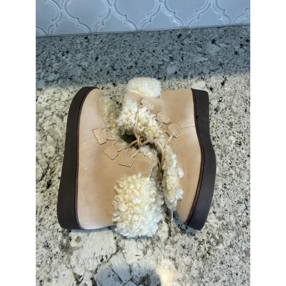 Vionic Women’s Size 8 Oak Lac-up Ankle Boots Splendid Suede Fur Sand Color - Picture 5 of 9